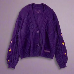 Taylor’s Version Speak Now Purple Cable Knit Women's Sweater Cardigan